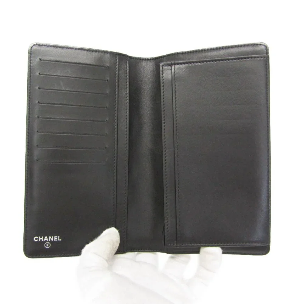 CHANEL black leather